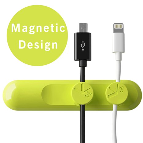 Sungluber Desktop Cable Clips & Cord Management with Magnetic Design: Magnetic Cable Organizer with 3-pack Cable Buckles (Light Green)