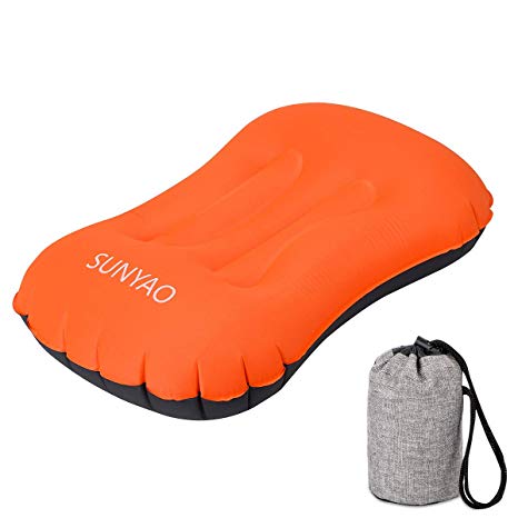 SUNYAO Ultralight Inflatable Camping Pillows - Compressible, Compact, Inflatable, Comfortable, Ergonomic Pillow for Neck & Lumbar Support While Camping, Backpacking，Hiking
