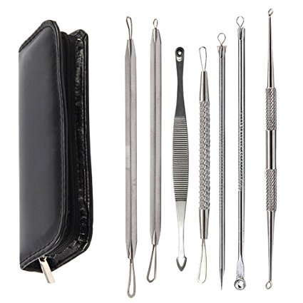 7PCS Stainless Steel Blackhead Remover Facial Tool Comedone Acne Pimple Spot Extractor Whiteheads Removal Kit