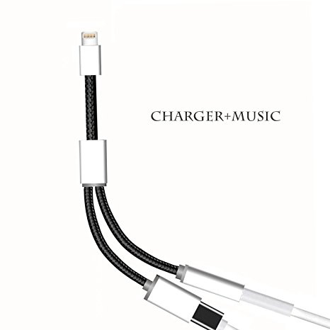 Iphone X Adapter,Seekermaker Lightning to 3.5 mm Headphone Jack Adapter for iphone X iphone 8 iphone 7,Lightning Splitter Adapter(Charger   Audio)for IOS 11