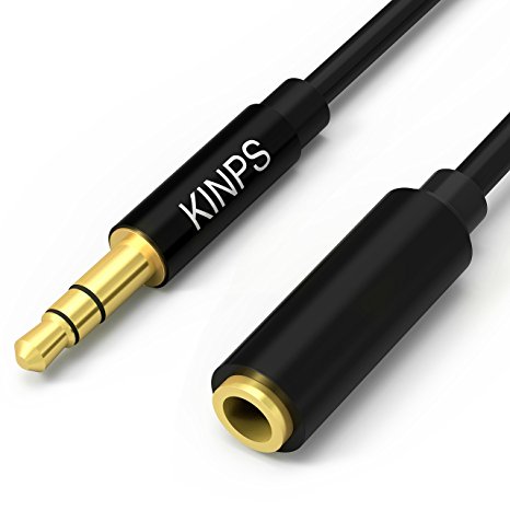 Kinps Audio Auxiliary Stereo Extension Audio Cable 3.5mm Stereo Jack Male to Female, Stereo Jack Cord for Phones, Headphones, Speakers, Tablets, PCs, MP3 Players and More (16ft/5m, Jet Black)