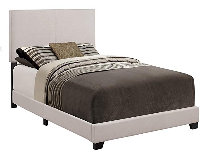 Crown Mark Upholstered Panel Bed in Stone Khaki, Twin