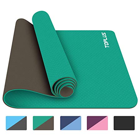 TOPLUS Yoga Mat, 1/4 inch Pro Yoga Mat TPE Eco Friendly Non Slip Fitness Exercise Mat with Carrying Strap-Workout Mat for Yoga, Pilates and Floor Exercises