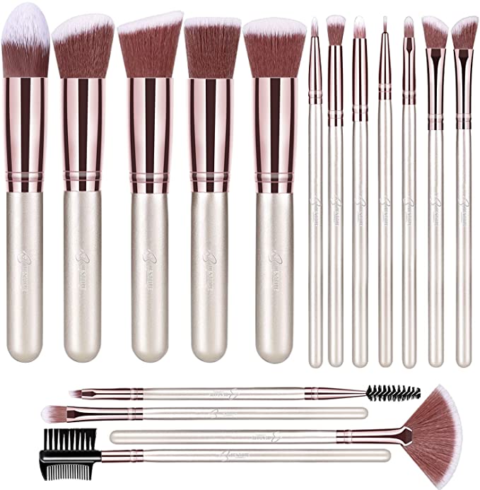 BESTOPE Makeup Brushes 16 PCs Makeup Brush Set Premium Synthetic Foundation Brush Blending Face Powder Blush Concealers Eye Shadows Make Up Brushes Kit - Champagne Gold