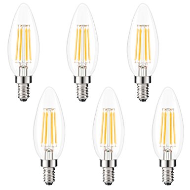 Kohree Edison Candelabra Bulb E12 Led Chandelier Bulb Dimmable B10 Candle Light Bulb 40W Equivalent, 2700K Warm White, ETL Listed (Pack of 6)