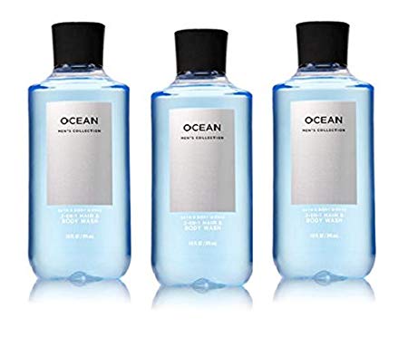 Lot of 3 Bath and Body Works Ocean Signature Collection 2 in 1 Hair Shampoo Body Wash for Men 10 Fl Oz