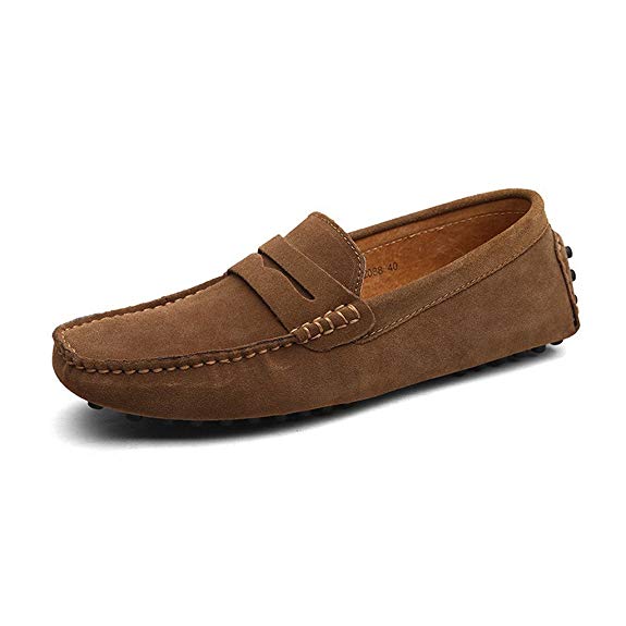 CCZZ Men's Minimalism Moccasins Lightweight Casual Loafers Soft Sole Driving Shoes Suede Flats Boat Shoes Size 5.5-11.5