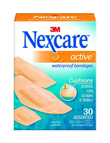 Nexcare Active Extra Cushion Bandage, Assorted Sizes, 30 Count