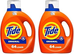 Tide Liquid Laundry Detergent Soap, High Efficiency (HE), Original Scent, 64 Loads (Pack of 2)