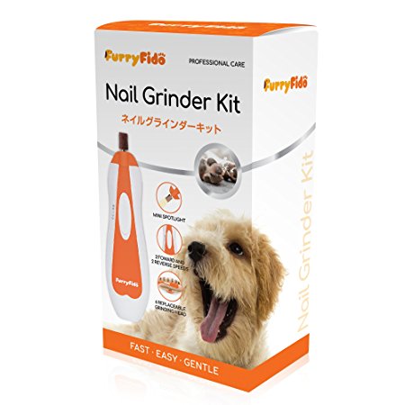 Pet Nail Grinder File by FurryFido, Gentle/Powerful/Safe Paws Grooming, Trimming, Shaping, and Smoothing Tool for Dogs, Cats, Rabbits and Birds with 6 Sanding Bands in a Cute Storage File