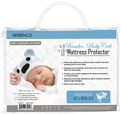 Greenco Ultra Soft Quilted Terry Cotton Baby Crib Mattress Protector