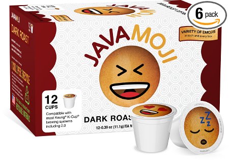 JavaMoji, Emoji K-Cup Pods, Dark Roast Coffee, 100% Recyclable, 72 Count (Pack of 6)