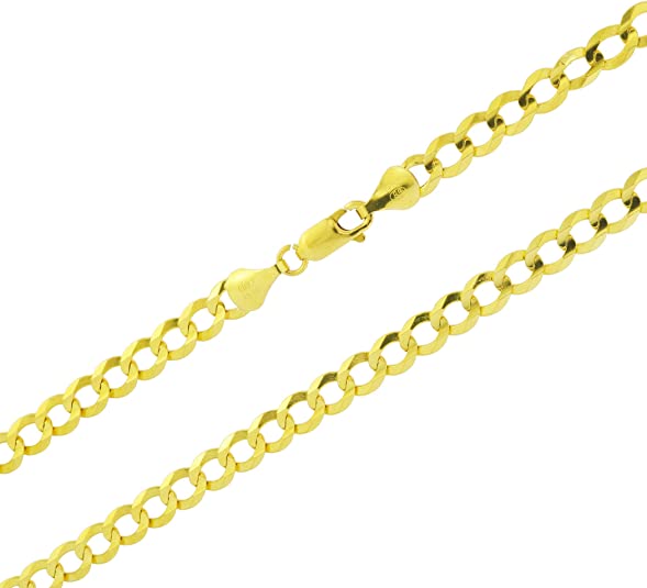 Nuragold 14k Yellow Gold 6mm Solid Cuban Curb Link Chain Pendant Necklace, Mens Womens Lobster Clasp 16" 18" 20" 22" 24" 26" 28" 30"