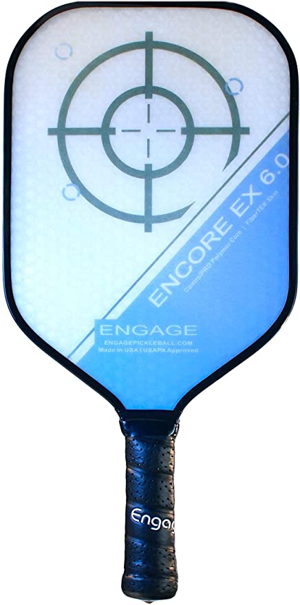 Engage Encore EX 6.0 Pickleball Paddle, Standard Weight 7.9-8.3 oz, Thick Core for Control & Feel, Built for Power & Sweet Spot (Blue, 4 ¼ inch Grip)