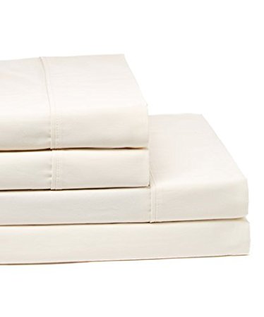 400 Thread Count 100% Cotton Sheet Set, Queen Sheets, Smooth Sateen Weave, Deep Pockets, Luxury Bedding, Queen Sheets 4 Piece Set ,Ivory, Aura Collection by Dream Castle
