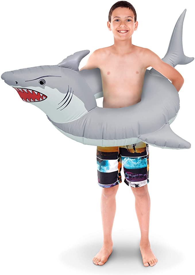GoFloats 'Great White Bite' Shark Party Tube Inflatable Raft | Fun Swimming Pool Floats for Adults and Kids