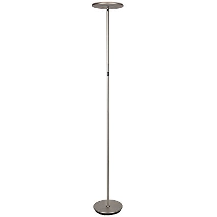 Brightech – SKY 30 Flux Edition – LED Torchiere Floor Lamp – Super-Bright 30-Watt LED – Adjust Color Temperature to 3 Levels of Brightness – Built-in Dimmer – Omni-Directional Head - Brushed Nickel