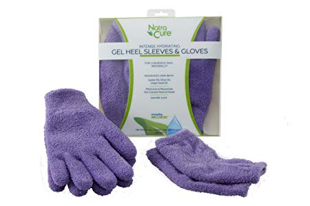 NatraCure Moisturizing Gel Heel Sleeves and Gloves - (For dry heels, cracked heels, dry hands and cuticles, dry skin) - Colors: Aqua or Lavender