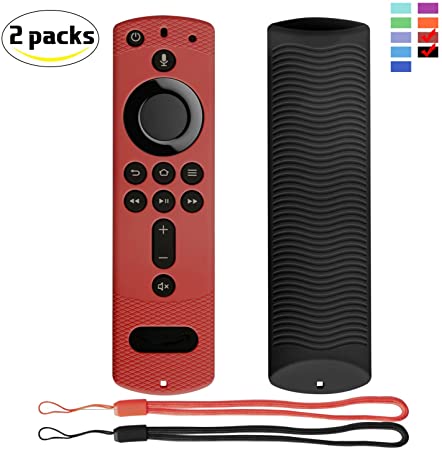 Remote Cover for Fire TV Stick 4K QCUTE Shockproof Silicone Remote Case Shockproof for Fire TV Cube/Fire TV (3rd Gen) Compatible with All-New 2nd Gen Alexa Voice Remote Control with Lanyard