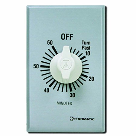 Intermatic FF60MC 60-Minute Spring Wound Countdown Wall Timer, Brushed Metal