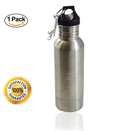 The Sleeve - Stainless Steel Beer Bottle Insulator - With Bottle Opener - Fits most 12oz beer bottles - Pack of 1