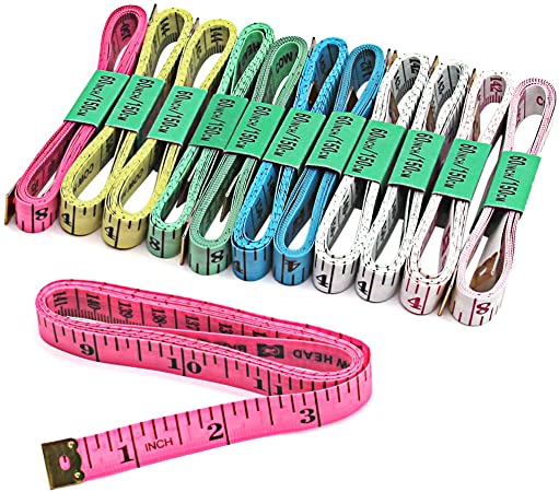 Blisstime Tailor Sewing Flexible Ruler Tape Measure 60"150cm 6 Colors Pack of 12 (12PCS, Mix)