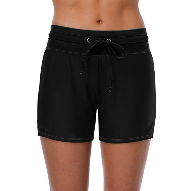 ATTRACO Women's Swim Board Shorts Solid Active Sports Bottom