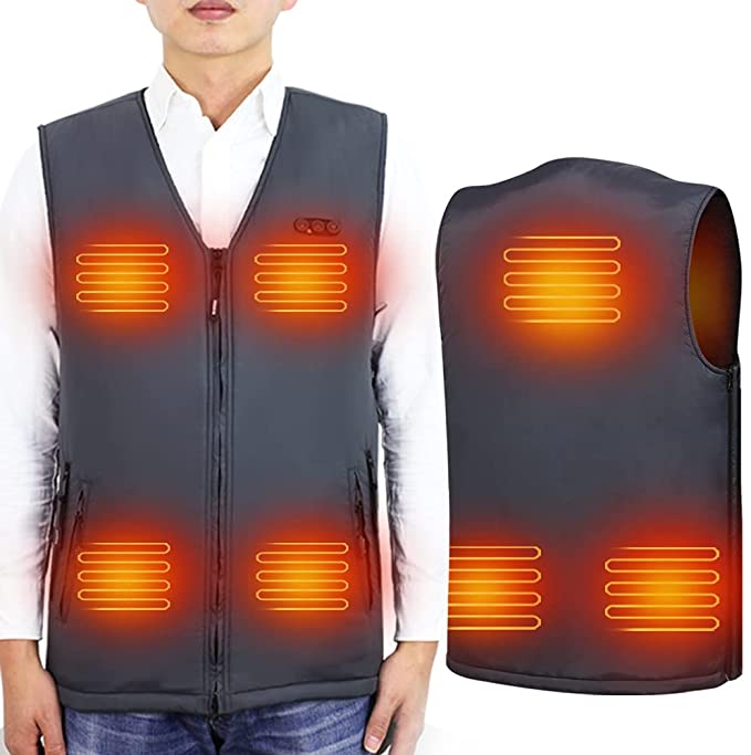 ARRIS Electric Heated Men's Vest Size Adjustable Heating Warm Gilet 7.4V Battery Powered for Winter Use Outdoor Hiking Camping Hunting Fishing