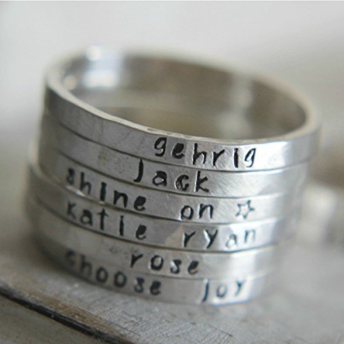 Sterling Silver Hand Stamped Personalized Word Ring