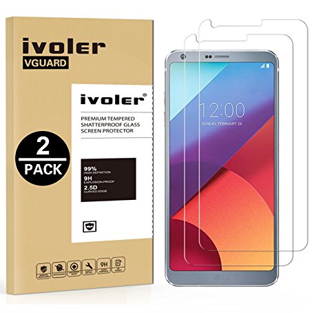[2 Pack] iVoler [Tempered Glass] Screen Protector for LG G6, [0.2mm Ultra Thin 9H Hardness 2.5D Round Edge] with Lifetime Replacement Warranty