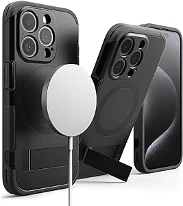 Ringke Alles [Compatible with Magsafe] Designed for iPhone 15 Pro Case, Protective Case with Stand Powerful Magnetic Cover Precise Cutouts for Camera Lenses - Black