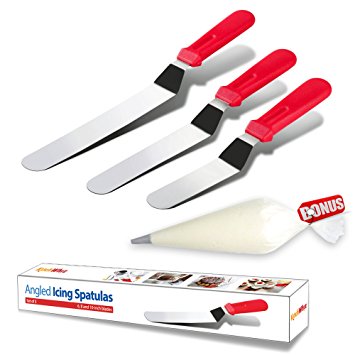 Cake Decorating Spatula from KitchWhiz, The ONLY Professional icing spatula set including 6",8",10" TOP Quality Stainless Cake Spatulas. Perfect Cake Decorating Supplies with Bonus of 10 Pastry Bag