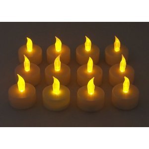 Lily's Home 48 Flickering Candle Set Flickers Like a Real Candle, Tealight Candles Flameless Candle Wedding Tea Light