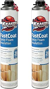 Kraken Bond Fastcoat Spray Foam Insulation - (2x27.1 oz.) Closed Cell Expanding Polyurethane Foam - Heat and Acoustic Insulation, Doesn't Include Application Gun & Cleaner, 40 Board Ft, 2 Pack