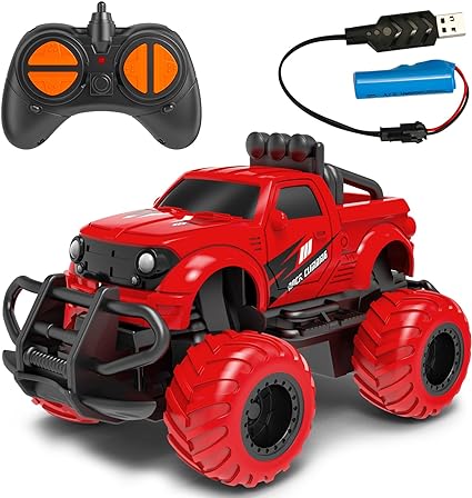 Remote Control Car Toddler Toys Age 2-4, 1:43 Scale Rechargable RC Car Toys for Boys 3-5 Year Old, Gifts for 2 3 4 5 Year Old Boys Girls Birthday, 2.4 GHz RC Truck Toy Vehicle for Kids, Red