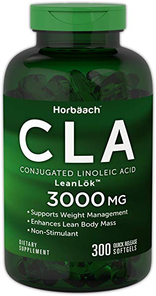 Horbaach CLA 3000 mg Maximum Potency 300 Softgels – Conjugated Linoleic Acid Pills from Safflower Oil, Weight Loss Supplement, Non-GMO, Gluten Free