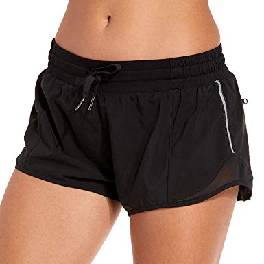 CRZ YOGA Women's Drawstring Fitness Athletic Sports Running Shorts with Pocket - 4 inch