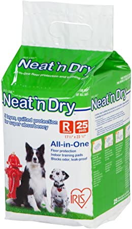 IRIS Neat 'n Dry Premium Pet Training Pads, Regular, 17.5" x 23.5", 25 Count