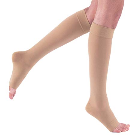 JOBST Relief Knee High Open Toe Compression Stockings, High Quality, Unisex, Extra Firm Legware for Tired and Heavy Legs, Compression Class- 30-40