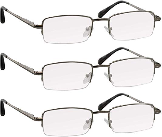 Reading Glasses 1.5 Silver 3 Pack for Men & Women Spring Arms & Dura-Tight Screws Always Have a Stylish Look When You Need It