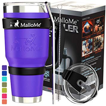 MalloMe Stainless Steel Vacuum Insulated 6-Piece Tumbler Set, Pure Purple 30 oz