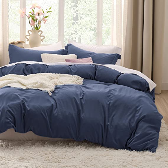 Bedsure Navy Twin Duvet Cover Set - Soft Prewashed Duvet Cover Twin/Twin XL Size, 2 Pieces, 1 Duvet Cover 68x90 Inches with Zipper Closure and 1 Pillow Sham, Comforter Not Included