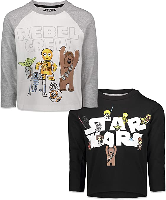 STAR WARS Boys 2 Pack Long Sleeve Graphic T-Shirts