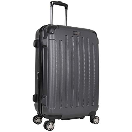 Heritage Travelware Logan Square 25" Lightweight Hardside Expandable 8-Wheel Spinner Checked Suitcase, Charcoal