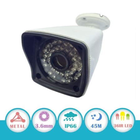 EWETON 1/3" CMOS 960P AHD Home Surveillance Weatherproof 36Led 3.6mm Lens Wide Angle 100ft Night Vision Bullet Camera w/ IR CUT-Better Than 720P AHD Camera,Only Work w/ AHD DVR(Metal Housing White)
