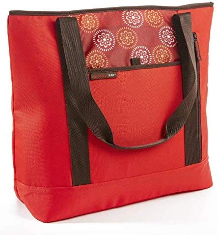 Rachael Ray ChillOut Shopper Tote, Insulated Reusable Grocery Bag, Red