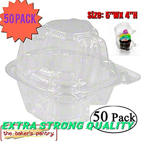 1-Compartment Cupcake Containers /, Strong and Sturdy, BPA Free, Clear Plastic, Cupcake and Muffin Containers, clear cupcake containers (50, single cupcake containers)