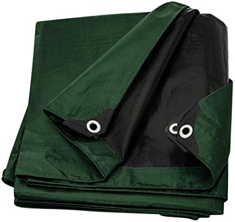 Trademark Supplies Heavy Duty Thick Material Waterproof Tarp Cover, 9X12-Feet, Green/Black