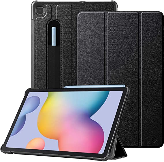 Fintie Slim Case for Samsung Galaxy Tab S6 Lite 10.4'' 2020 Model SM-P610 (Wi-Fi) SM-P615 (LTE) with S Pen Holder - Lightweight Trifold Stand Hard Back Cover, Auto Wake/Sleep, Black