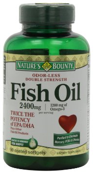 Natures Bounty Fish Oil  2400 Mg Double Strength Odorless Softgels Omega 3 90-Count
